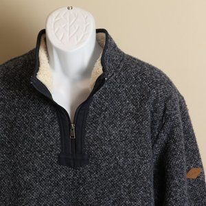 ORVIS Men's dark blue flecked sherpa lined 1/2 zip Jacket pullover Large L